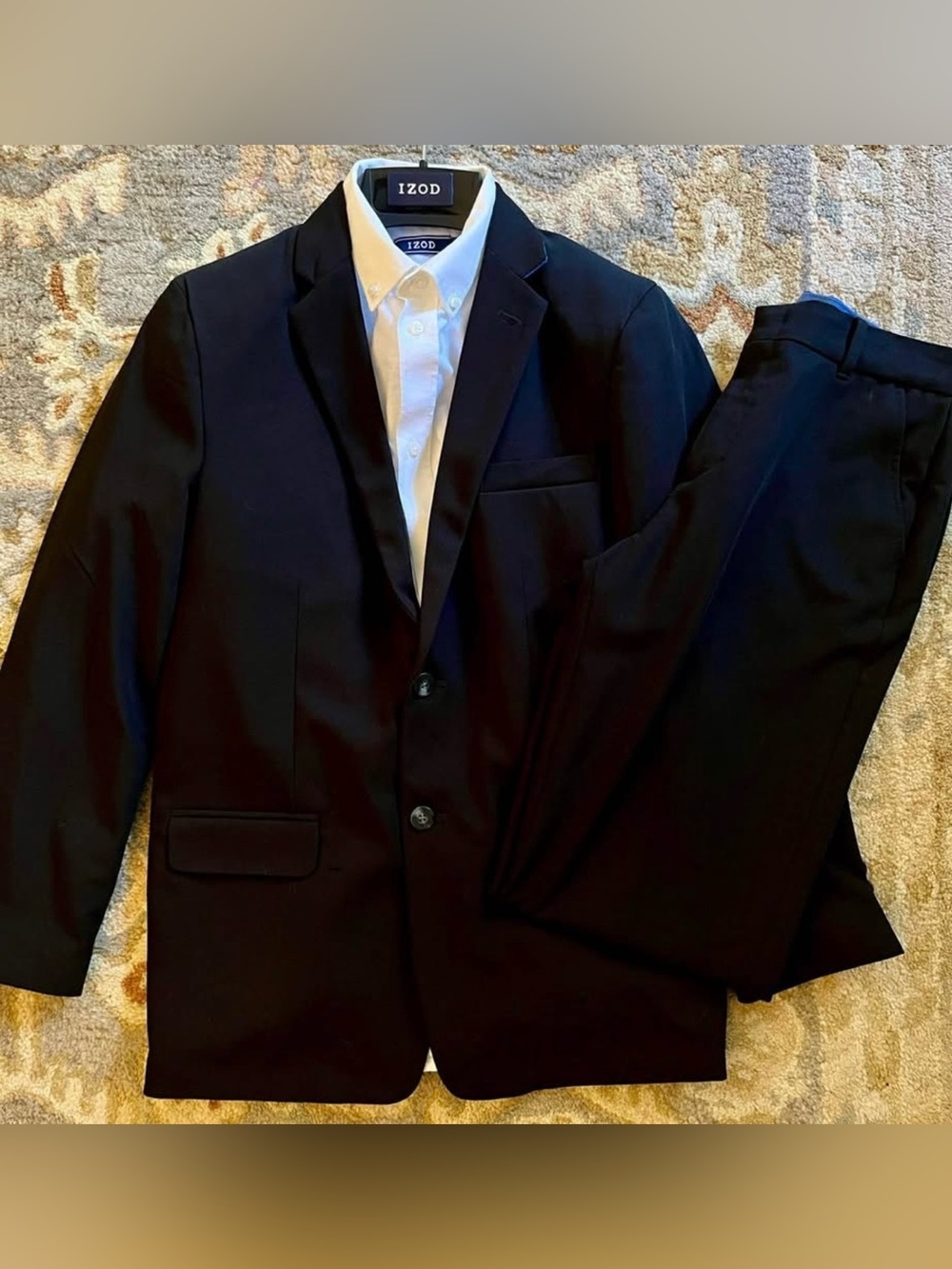 Boy’s size regular 18 IZOD white collared dress shirt and Black Blazer